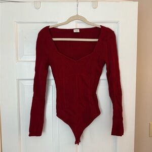 Abercrombie Red Long Sleeve Bodysuit